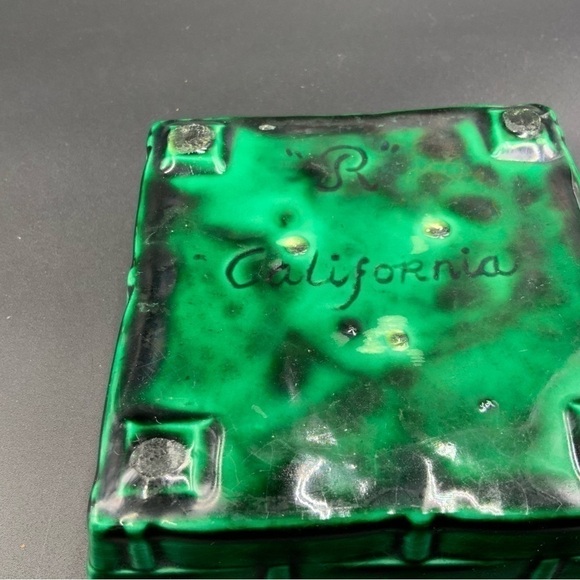 Vintage California “R” Pottery Planter Avocado Green Basket Weave MCM - Picture 5 of 5